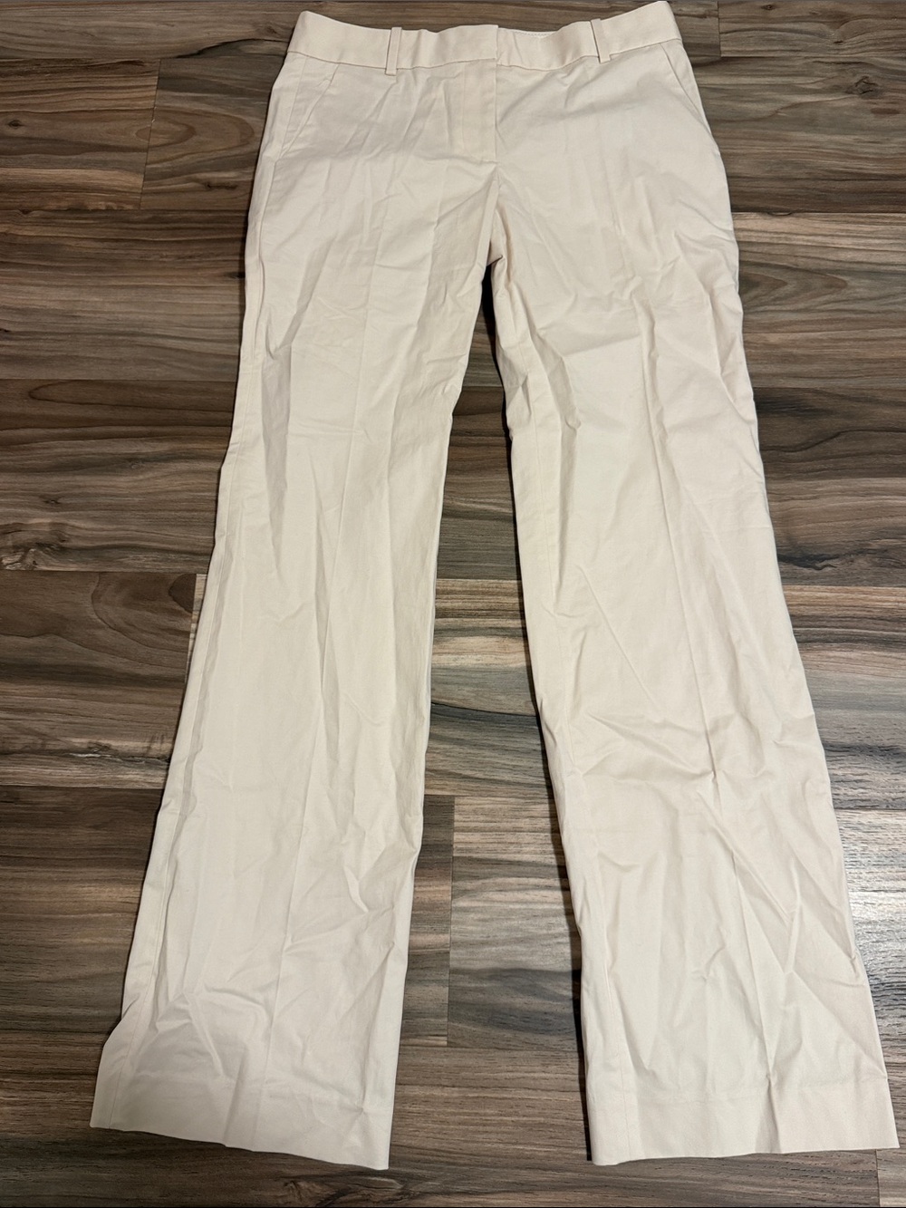 J. Crew Cafe Trousers Mid Rise Cotton Blend Cream Women’s Sz. 4 Minimal NWT